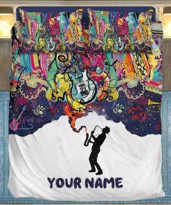 Gearhuman 3D Saxophone Thoughts Custom Name Bedding Set GW240910 Bedding Set Twin 3PCS 