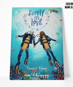 Gearhuman 3D Scuba Diving Couple Deeply In Love Custom Name Text Canvas GW18012 Canvas 1 Piece Non Frame M