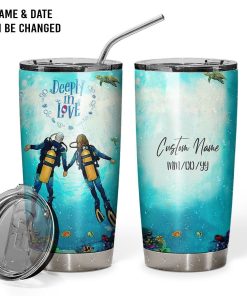 Gearhuman 3D Scuba Diving Deeply In Love Custom Name Text Design Insulated Vacuum Tumbler GW19012 Tumbler 