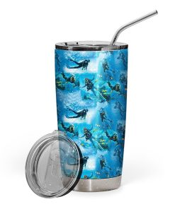 Gearhuman 3D Scuba Diving Hawaiian Custom Design Vacuum Insulated Tumbler GB051124 Tumbler Short 20oz 