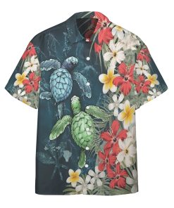 Gearhuman 3D Sea Turtle Tropical Hibiscus And Plumeria Custom Short Sleeve Shirt GS23062114 Hawai Shirt Hawai Shirt S 