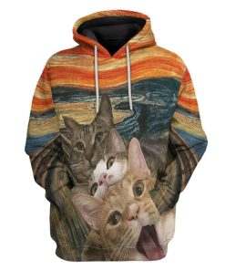 Gearhuman 3D Selfie Scary Cats Custom Hoodie Apparel GN17088 3D Custom Fleece Hoodies Hoodie S 