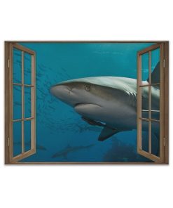Gearhuman 3D Shark Window Canvas GV240210 Canvas 1 Piece Non Frame M