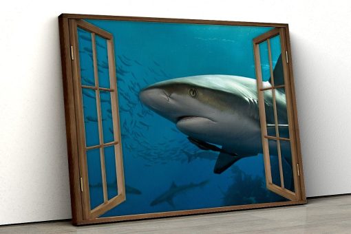 Gearhuman 3D Shark Window Canvas GV240210 Canvas