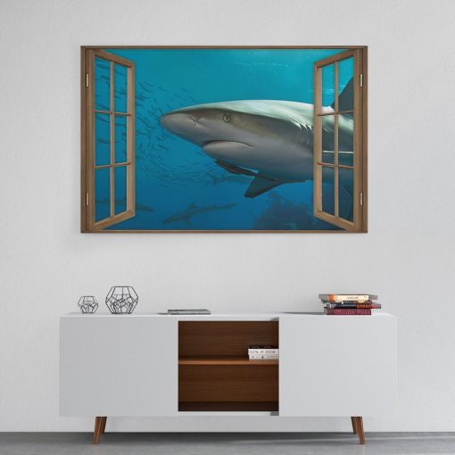 Gearhuman 3D Shark Window Canvas GV240210 Canvas
