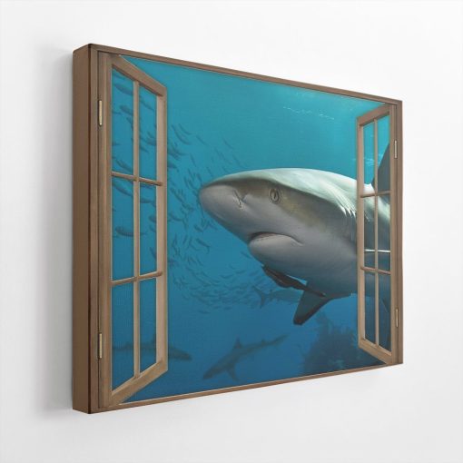 Gearhuman 3D Shark Window Canvas GV240210 Canvas
