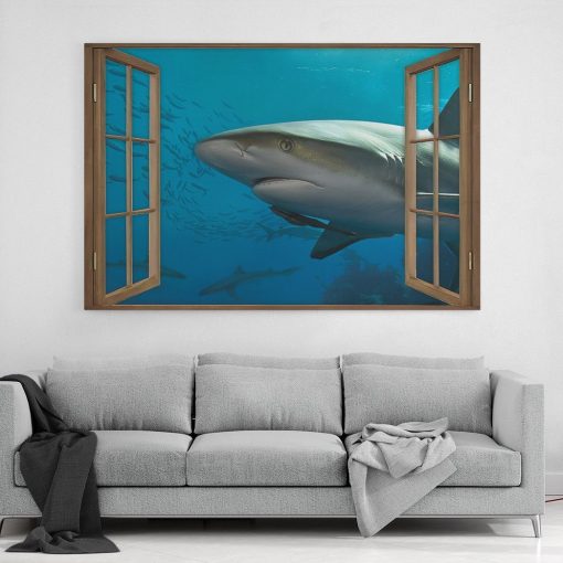 Gearhuman 3D Shark Window Canvas GV240210 Canvas