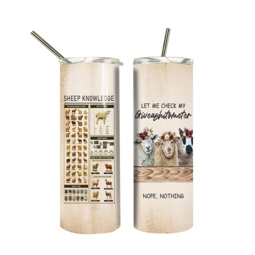 Gearhuman 3D Sheep Knowledge Giveashitometer Custom Tumbler GB01026 Tumbler Long 20oz