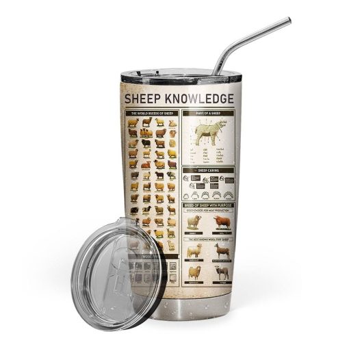 Gearhuman 3D Sheep Knowledge Giveashitometer Custom Tumbler GB01026 Tumbler Short 20oz