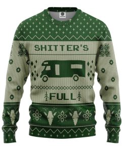 Gearhuman 3D Shitters Full Ugly Christmas Sweater Green Custom Sweatshirt Apparel GV07104 Sweatshirt Sweatshirt S 