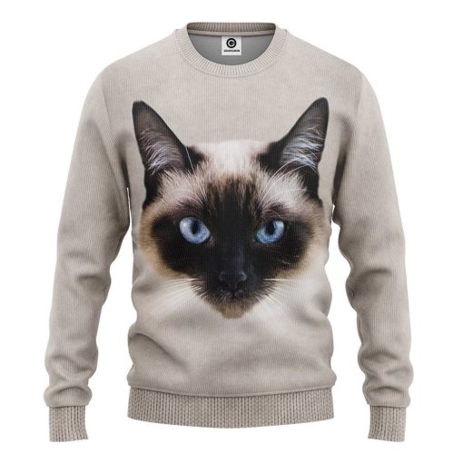 Gearhuman 3D Siamese Cat Tshirt Hoodie Apparel ZL21121 3D Apparel Long Sleeve S