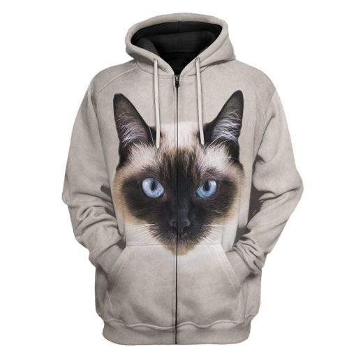 Gearhuman 3D Siamese Cat Tshirt Hoodie Apparel ZL21121 3D Apparel Zip Hoodie S