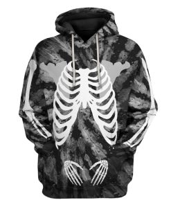 Gearhuman 3D Skeleton Tie Dye Custom Hoodie Apparel GW12102 3D Apparel Hoodie S 