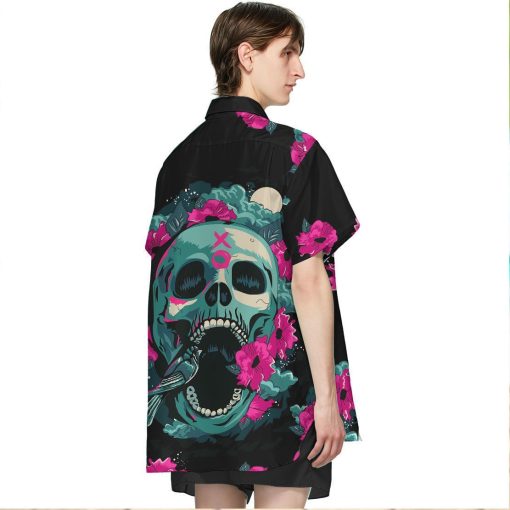 Gearhuman 3D Skull And Flower Hawaii Shirt ZK1806211 Short Sleeve Shirt