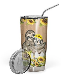 Gearhuman 3D Sloth Sunflower Custom Tumbler GB28121 Tumbler Short 20oz 