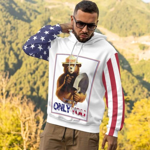 Gearhuman 3D Smokey bear Custom Hoodie Apparel GL230610 3D Custom Fleece Hoodies