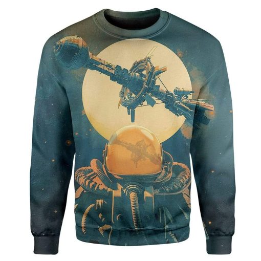 Gearhuman 3D Space Astronaut Custom T-Shirts Hoodies Apparel A17023 3D Custom Fleece Hoodies Long Sleeve S