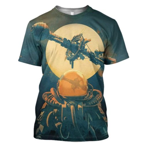 Gearhuman 3D Space Astronaut Custom T-Shirts Hoodies Apparel A17023 3D Custom Fleece Hoodies T-Shirt S