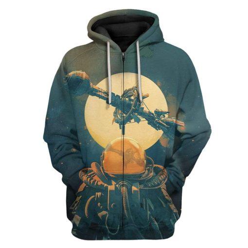 Gearhuman 3D Space Astronaut Custom T-Shirts Hoodies Apparel A17023 3D Custom Fleece Hoodies Zip Hoodie S