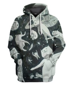 Gearhuman 3D Space Cats Custom Hoodie Apparel GN17085 3D Custom Fleece Hoodies Hoodie S 