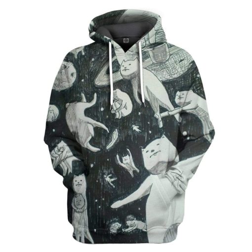 Gearhuman 3D Space Cats Custom Hoodie Apparel GN17085 3D Custom Fleece Hoodies Hoodie S