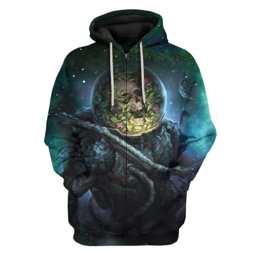 Gearhuman 3D Space Flowers Custom T-Shirts Hoodies Apparel GM18025 3D Custom Fleece Hoodies Zip Hoodie S
