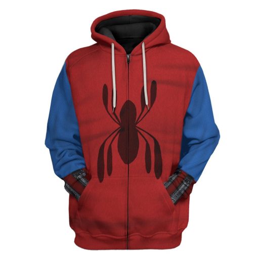 Gearhuman 3D Spiderman Homecoming Custom Hoodie Apparel GW200817 3D Custom Fleece Hoodies Zip Hoodie S