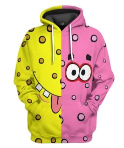 Gearhuman 3D SpongeBob and Patrick Star Custom Hoodie Apparel GV20043 3D Custom Fleece Hoodies Hoodie S 