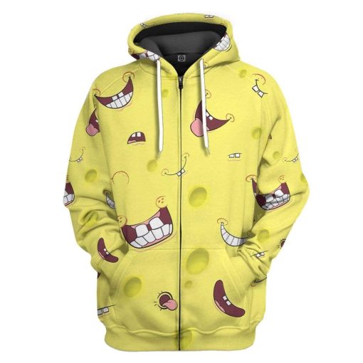 Gearhuman 3D Spongebob Custom Fleece Hoodie Apparel GV20046 3D Custom Fleece Hoodies Zip Hoodie S