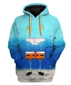 Gearhuman 3D SpongeBob's Outfit Custom Fleece Hoodie Apparel GV21041 3D Custom Fleece Hoodies Hoodie S 