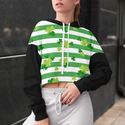 Gearhuman 3D St Patrick Clover Crop Hoodie GK23027 Crop Hoodie