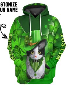 Gearhuman 3D St Patrick Day Black Cat Custom Name Tshirt Hoodie Apparel GB190214 3D Apparel Hoodie S