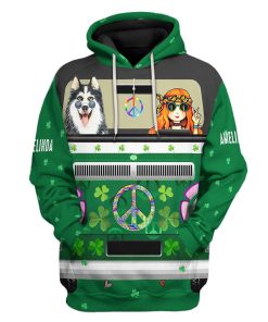 Gearhuman 3D St Patrick Day Husky Hippie Custom Name Tshirt Hoodie Apparel GB19023 3D Apparel Hoodie S