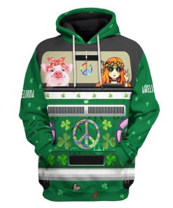 Gearhuman 3D St Patrick Day Pig Hippie Custom Name Tshirt Hoodie Apparel GB19022 3D Apparel Hoodie S