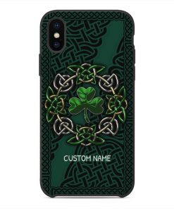 Gearhuman 3D St Patrick Ireland Shamrock Celtic Custom Name Phone Case GW01029 Glass Phone Case Iphone X