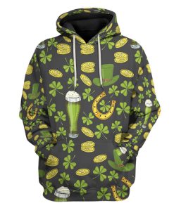 Gearhuman 3D St Patricks Day Leprechaun Beer Pattern Custom Tshirt Hoodie Apparel GW19025 3D Apparel Hoodie S
