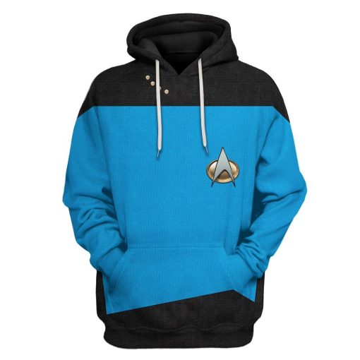 Gearhuman 3D Star Trek The Next Generation 1987 1994 Blue Custom Tshirt Hoodie Apparel GV11014 3D Apparel Hoodie S