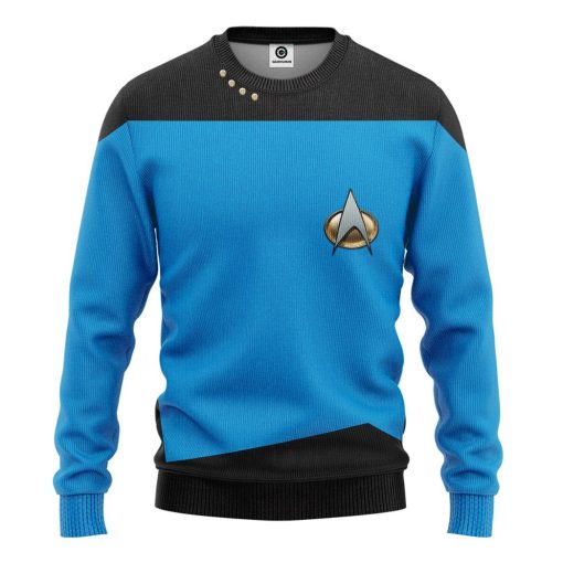Gearhuman 3D Star Trek The Next Generation 1987 1994 Blue Custom Tshirt Hoodie Apparel GV11014 3D Apparel Long Sleeve S
