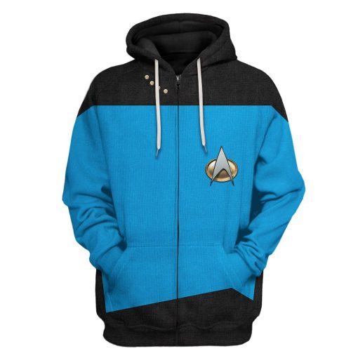 Gearhuman 3D Star Trek The Next Generation 1987 1994 Blue Custom Tshirt Hoodie Apparel GV11014 3D Apparel Zip Hoodie S