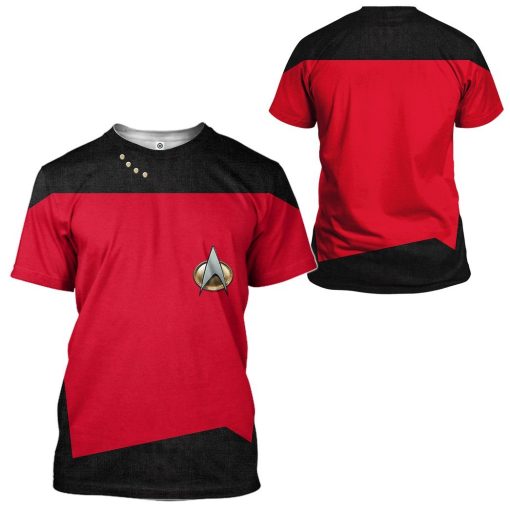 Gearhuman 3D Star Trek The Next Generation 1987 1994 Red Custom Tshirt Hoodie Apparel GV11013 3D Apparel