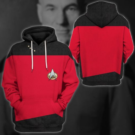 Gearhuman 3D Star Trek The Next Generation 1987 1994 Red Custom Tshirt Hoodie Apparel GV11013 3D Apparel