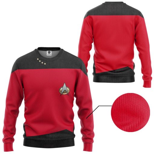 Gearhuman 3D Star Trek The Next Generation 1987 1994 Red Custom Tshirt Hoodie Apparel GV11013 3D Apparel