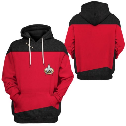 Gearhuman 3D Star Trek The Next Generation 1987 1994 Red Custom Tshirt Hoodie Apparel GV11013 3D Apparel