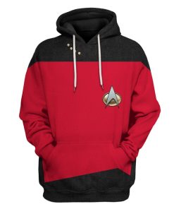 Gearhuman 3D Star Trek The Next Generation 1987 1994 Red Custom Tshirt Hoodie Apparel GV11013 3D Apparel Hoodie S 