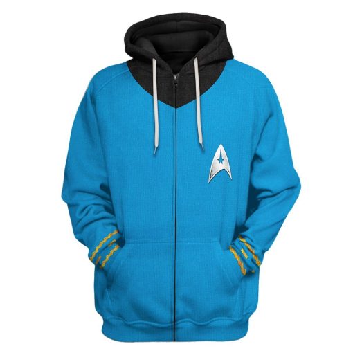Gearhuman 3D Star Trek The Original Series 1966 1969 Blue Custom Tshirt Hoodie Apparel GV080112 3D Apparel Zip Hoodie S