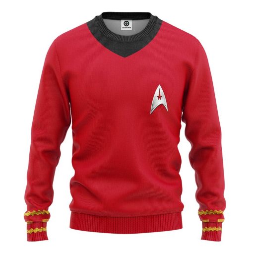 Gearhuman 3D Star Trek The Original Series 1966 1969 Red Custom Tshirt Hoodie Apparel GV080111 3D Apparel Long Sleeve S