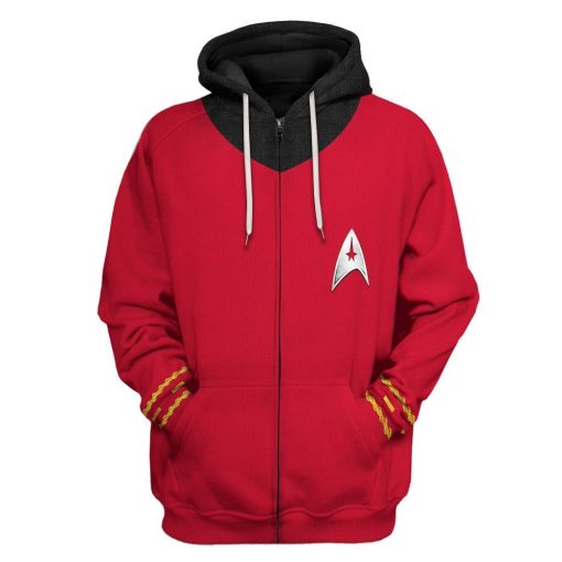 Gearhuman 3D Star Trek The Original Series 1966 1969 Red Custom Tshirt Hoodie Apparel GV080111 3D Apparel Zip Hoodie S