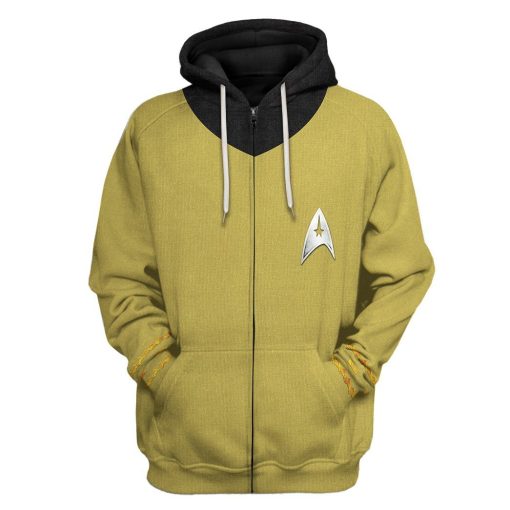 Gearhuman 3D Star Trek The Original Series 1966 1969 Yellow Custom Tshirt Hoodie Apparel GV080113 3D Apparel Zip Hoodie S