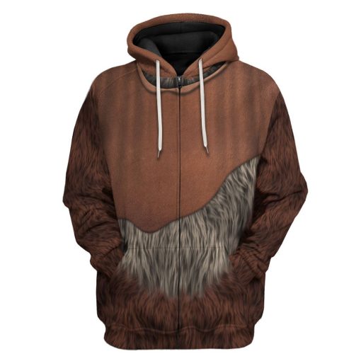 Gearhuman 3D Star Wars Ewok Tshirt Hoodie Apparel CK261120 3D Apparel Zip Hoodie S