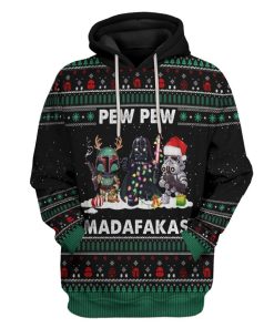 Gearhuman 3D Star Wars Pew Pew Madafakas Christmas Ugly Sweater Custom Tshirt Hoodie Apparel GC15103 3D Apparel Hoodie S 